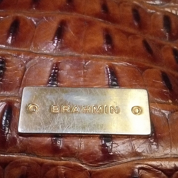 BRAHMIN " Lacy " Pecan Tri Color Multi Texture Small Hobo Shoulder Bag Purse. - Picture 13 of 13